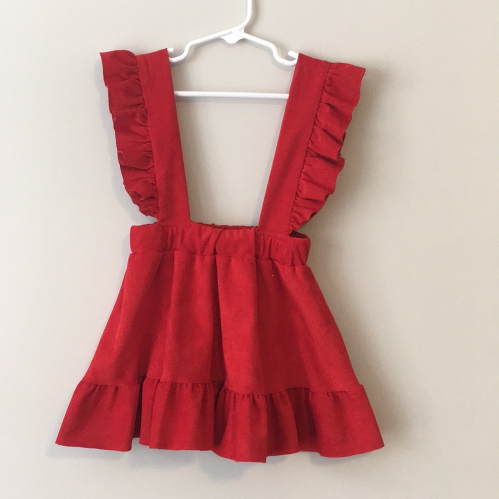 ‼️GORGEOUS‼️scalloped sleeve red suspender dress